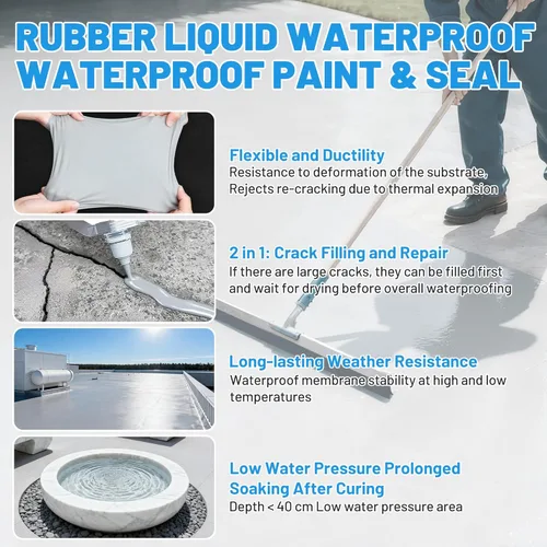 Miniatura 8 de Sellador impermeable líquido de goma, sellador de sello de parche impermeable, pintura de goma elástica para interiores y exteriores, pintura