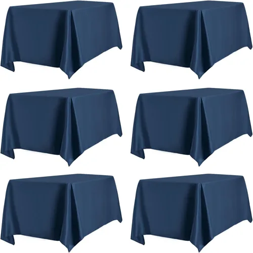 Miniatura 12 de PureFit - Juego de 6 manteles rectangulares negros de 60 x 102 pulgadas para mesas de 6 pies, manteles de lino resistentes a manchas y arrugas
