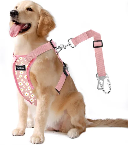 Miniatura 6 de VavoPaw cinturón de seguridad para perro, arnés de coche con peto de seguridad y hebilla ajustable para vehículo, cinturón de seguridad de nailon