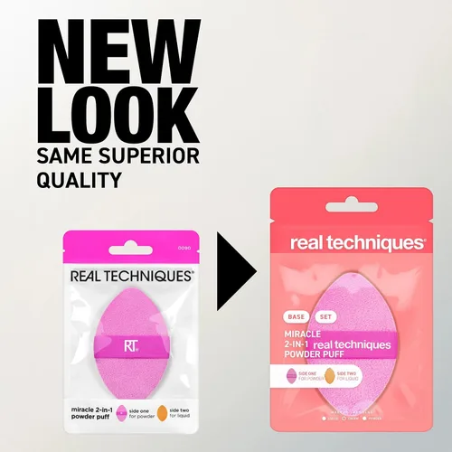 Miniatura 5 de Real Techniques Miracle 2 en 1 Borla de Polvo, de Doble Cara, Borla de Maquillaje de Tamaño Completo para Mezclar, Banda Elástica Reversible