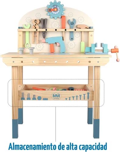 Miniatura 4 de Banco de herramientas para niños, banco de trabajo de juguete, banco de herramientas de madera, taller banco de trabajo con juego de herramientas