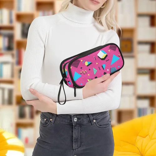 Miniatura 7 de Estuche para lápices de gran capacidad de los años 80 y 90, bolsa para lápices, oficina, escuela, bolsa grande para bolígrafos con almacenamiento