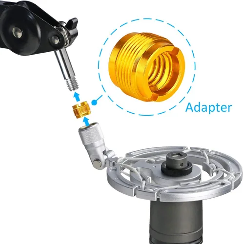 Miniatura 4 de 2 adaptadores de color dorado para micrófono HyperX QuadCast, Blue Yeti, Rode, Razer, Shure y la mayoría de micrófonos USB, montaje de choque
