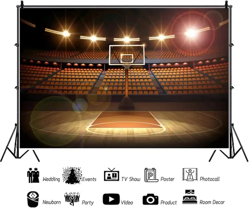 Miniatura 2 de Fondo de fotografía para cancha de baloncesto de 5 x 3 pies, para deportes, estadio, estadio, estadio, estadio, estadio, escenario, juego, niño