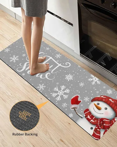Miniatura 3 de Tapete de baño de muñeco de nieve de Navidad para bañera, antideslizante, de secado rápido y absorbente, tierra de diatomeas, fregadero, dormitorio