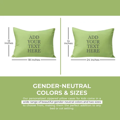 Miniatura 6 de Funda de almohada personalizada para niños pequeños, 14 x 20 pulgadas, microfibra súper suave con cierre de sobre, verde saga