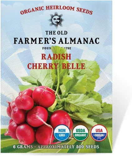The Old Farmer's Almanac Semillas Orgánicas de Rábano (Cherry Belle) - Aprox. 400 Semillas - Certificadas Orgánicas, Sin GMO, Polinización Abierta,