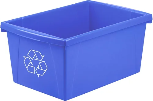 Storex Papelera de reciclaje de 5.5 galones (21 litros), 16.75 x 8.25 x 11.88 pulgadas, azul (61517A06C)