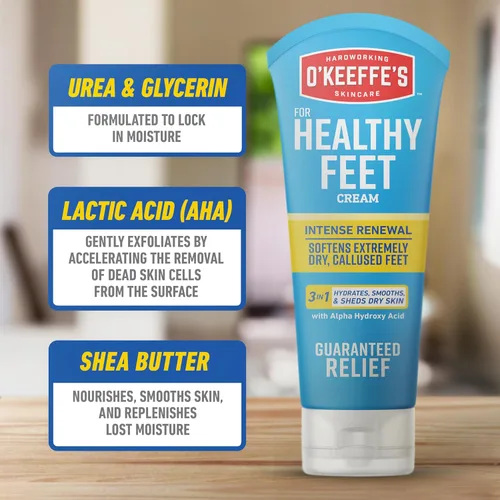 Miniatura 2 de O'Keeffe's Crema renovadora intensa para pies saludables con urea y ácido alfa hidroxi, tubo de 3 onzas, exfolia químicamente y suaviza los pies