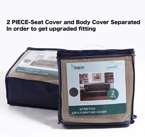 Miniatura 6 de Turquoize Funda para sofá con funda de cojín separada, funda para sofá y protector de muebles, color caqui