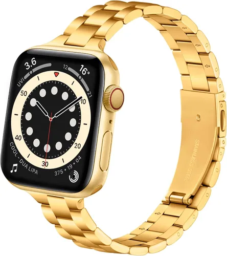 Miniatura 11 de Lenrao Correas delgadas de acero inoxidable compatibles con Apple Watch de 38mm 40mm 41mm 42mm 44mm 45mm 46mm para mujeres, correas de metal