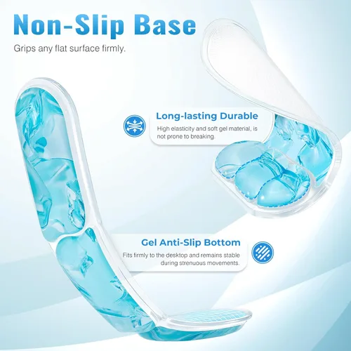 Miniatura 4 de Ospelelf Juego de alfombrilla de mouse con reposamuñecas de gel ergonómico para teclado, soporte de muñeca con parte inferior de goma Azul hielo