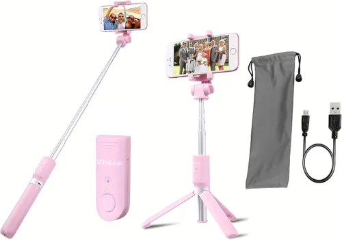 Miniatura 9 de Trípode para selfie stick con bolsa de control remoto inalámbrico, extensible y ajustable, soporte ligero V-Log compatible con todos los iPhone