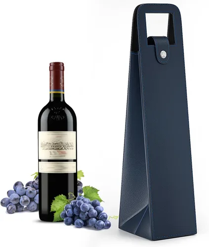 Miniatura 14 de Bolsa de regalo de vino RYDDOY, portador de vino reutilizable de cuero, bolsas de regalo para una sola botella de champán y cerveza para cumpleaños