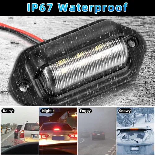 Miniatura 3 de Kewucn 2 PCS Luces LED para Placa de Matrícula de 12-24V, Impermeables, Lámpara de Placa de Matrícula de 6 LED, Luz Trasera para RV Camper Camión