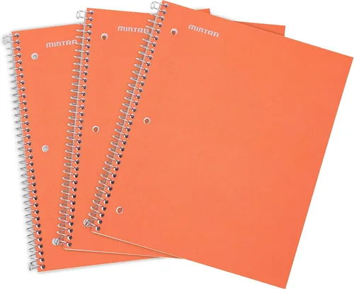 Miniatura 27 de Mintra Office Cuadernos de espiral duraderos, 1 materia, (rosa primavera, amarillo sol, hielo ártico, rayas anchas, paquete de 3)