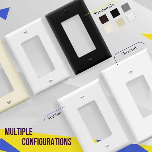 Miniatura 8 de ENERLITES Interruptor de luz decorativo o placa de pared para toma de receptáculo, sobre-tamaño de 1 banda 5.5" x 3.5", policarbonato termoplástico