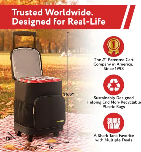 Miniatura 3 de Carrito inteligente con función de refrigeración ultra compacto con ruedas - Bolsa enfriadora plegable aislada - Enfriador de viaje plegable para 36