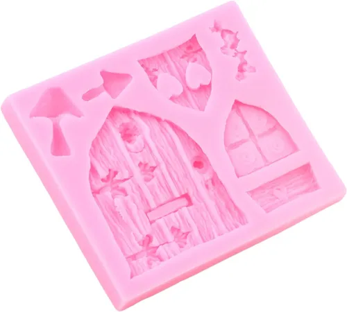 Miniatura 9 de Moldes de silicona encantados para jardín, hadas, gnomo, puerta de casa, ventana, molde de hongos para fondant para decoración de pasteles