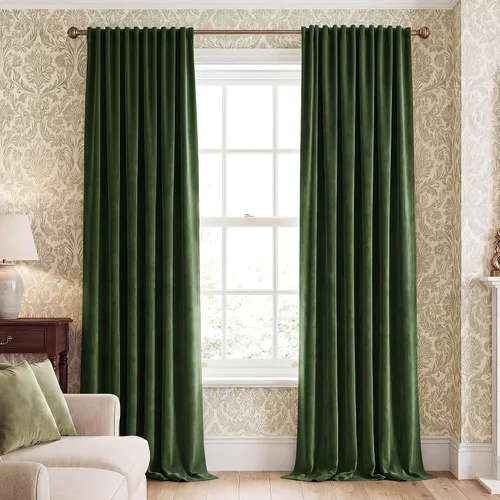 Miniatura 9 de NICETOWN Cortinas de terciopelo negro de 84 pulgadas de largo, 2 paneles, bolsillo para barra y pestaña trasera, cortinas opacas de lujo, cortinas