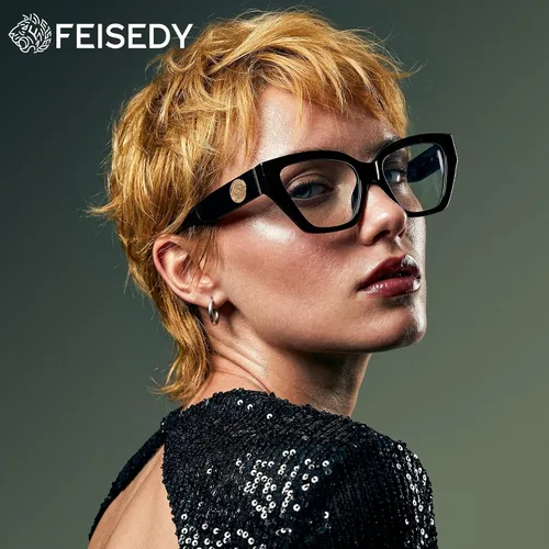 Miniatura 2 de FEISEDY Gafas de bloqueo de luz azul ojo de gato para mujer, diseño moderno de ojo de gato para uso diario B0350