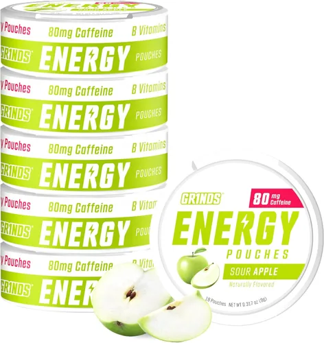 Miniatura 20 de Bolsas de energía Grinds - Bolsas de cafeína natural - Contiene vitaminas B, sin azúcar y 0 calorías - 80 mg de cafeína en cada bolsa - Genciana