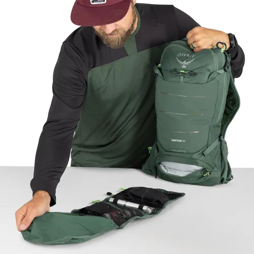 Miniatura 8 de Osprey Raptor 10L Mochila de ciclismo de montaña para hombre con depósito hidráulico, gris frontón Pediment Gris