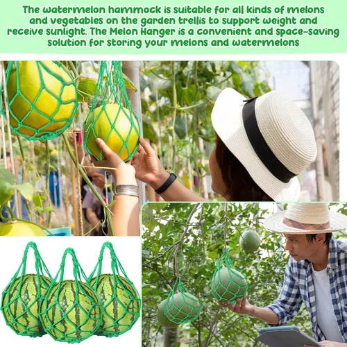 Miniatura 2 de Nuenen 6 unidades de redes para hamaca de melón para melones con bridas blancas para evitar que se caigan, bolsas de malla enrejadas para cultivo