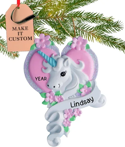 Adorno de unicornio personalizado 2025 | Personalización gratuita las 24 horas | Adornos de Navidad de animales de fantasía grabados con láser para
