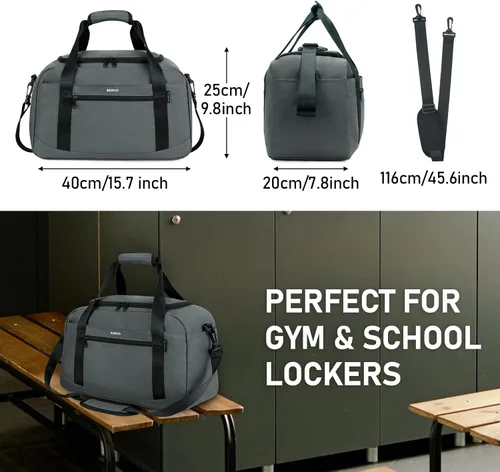 Miniatura 5 de ECOHUB Bolsa de gimnasio deportiva con bolsillo para ropa húmeda y bolsa para zapatos, bolsa de lona impermeable para hombres y mujeres, bolsa
