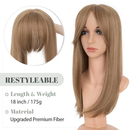 Miniatura 2 de MY-LADY Toppers para mujer con cabello fino de 14 pulgadas, 6 x 6 pulgadas, con base de encaje y flequillo lateral con clip en extensiones