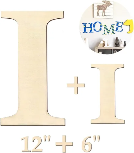Miniatura 10 de Letras de madera de 12 y 6 pulgadas para proyectos de manualidades, decoración de pared, decoración del hogar y fiesta de cumpleaños, decoración