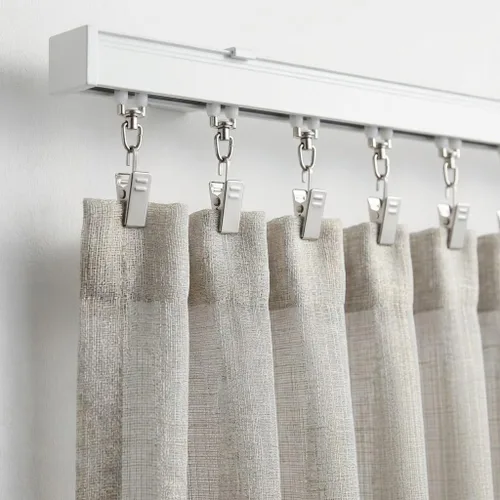 Miniatura 6 de BIHRTC Paquete de 50 clips para cortina engrosados de acero inoxidable con ganchos, colgador de luces, soporte pequeño de alambre metálico