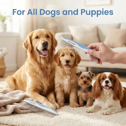 Miniatura 7 de Peine de Aseo de Metal para Perros Quita Enredos y Esteras Peines de Mascotas para Quitar Esteras Desenredante para Pelo Mate Mejor Peine