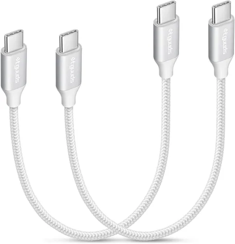 etguuds Cable USB C a USB C blanco de 1 pie, paquete de 2 cables USBC a USBC de 60 W, cable de carga tipo C a C, cable de carga rápida para iPhone