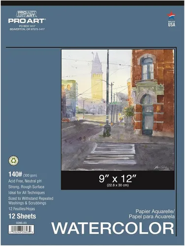 Miniatura 13 de Pro Art Bloc de acuarela de 12 x 16 AF 140 libras, 15 unidades, papel de acuarela, cuaderno de bocetos, papel de color de agua, bloc de papel
