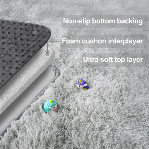 Miniatura 6 de qulint Alfombras de área de 5 x 7 pies para sala de estar, alfombra suave y esponjosa para dormitorio, alfombra de habitación de niños grandes, Gris