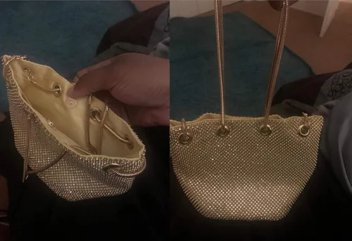 Miniatura 2 de Vgift Bolsa de cubo de lujo con diamantes de imitación, bolso de noche brillante para mujer