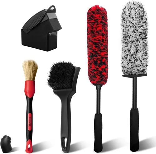 Miniatura 8 de YeewayVeh 2 piezas cepillo para ruedas de automóvil, cepillo limpiador de llantas de microfibra de mango largo y cepillos de limpieza de fibra