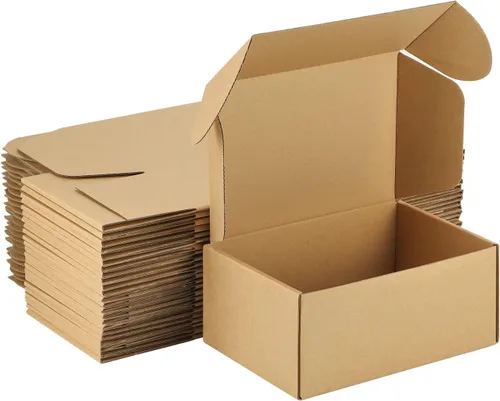 Miniatura 50 de MEBRUDY Cajas de envío de 4 x 4 x 2 pulgadas, paquete de 100 unidades, pequeñas cajas de cartón corrugado para enviar por correo, embalaje de Marrón
