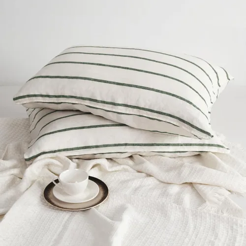 Miniatura 28 de Linen World - Juego de 2 fundas de almohada de lino, 20 x 30 pulgadas, tamaño estándar/Queen, fundas de almohada 100% lino natural francés, fundas
