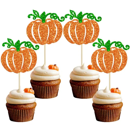 Miniatura 9 de Gyufise 24 adornos para cupcakes de revelación de género, decoraciones para pasteles de niños o niñas para Acción de Gracias, Halloween, tema
