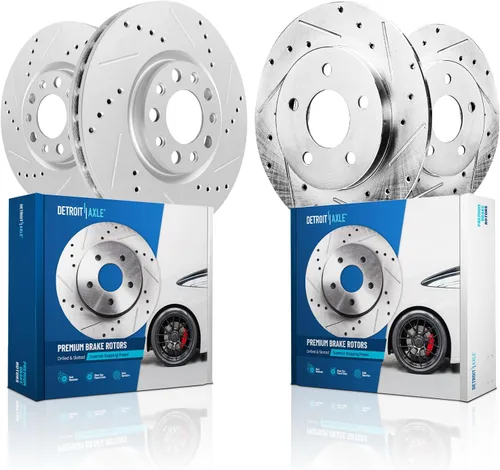 Miniatura 56 de Detroit Axle - 4 rotores de freno para Chevrolet Cruze Volt Orlando Verano, rotores de freno de disco perforados y ranurados de repuesto : rotor