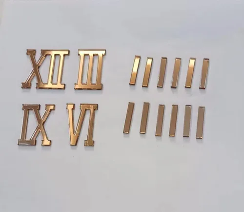 Miniatura 6 de Yuxuanish Números romanos acrílicos dorados brillantes, números (1.6 in) y guiones (1.2 in) para reloj de pared de resina epoxi, repuesto