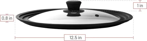 Miniatura 3 de Bezrat Tapas universales para ollas, sartenes y sartenes – Paquete de 2 cubiertas resistentes al calor de vidrio templado con borde de silicona – Se
