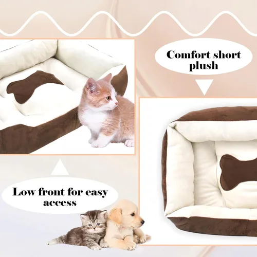 Miniatura 6 de Camas para perros pequeños, camas rectangulares para gatos de interior, cama lavable de 20 x 15 x 6 pulgadas para mascotas con lateral y parte