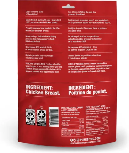 Miniatura 2 de PureBites Golosinas liofilizadas de pollo para perros, 1 ingrediente, fabricadas en Estados Unidos, 11.6 onzas