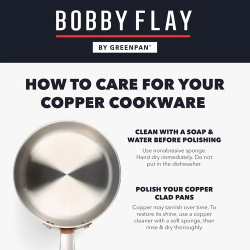 Miniatura 11 de GreenPan x Bobby Flay 8 piezas de ollas y sartenes recubiertas de cobre, juego de ollas de inducción, marcas de medición, base y interior de acero