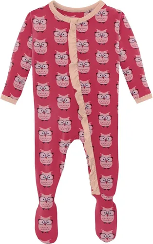 Miniatura 4 de KicKee - Mameluco clásico con volantes y cremallera, ropa de dormir suave, ropa de una sola pieza para bebé niña
