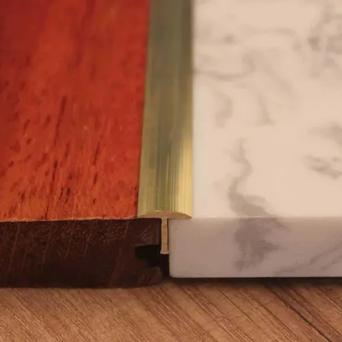 Miniatura 9 de ZIMGOD Tira de transición de piso de latón, moldura en T, umbral de piso laminado para pisos de alfombra a azulejos, cubierta de costura de piso